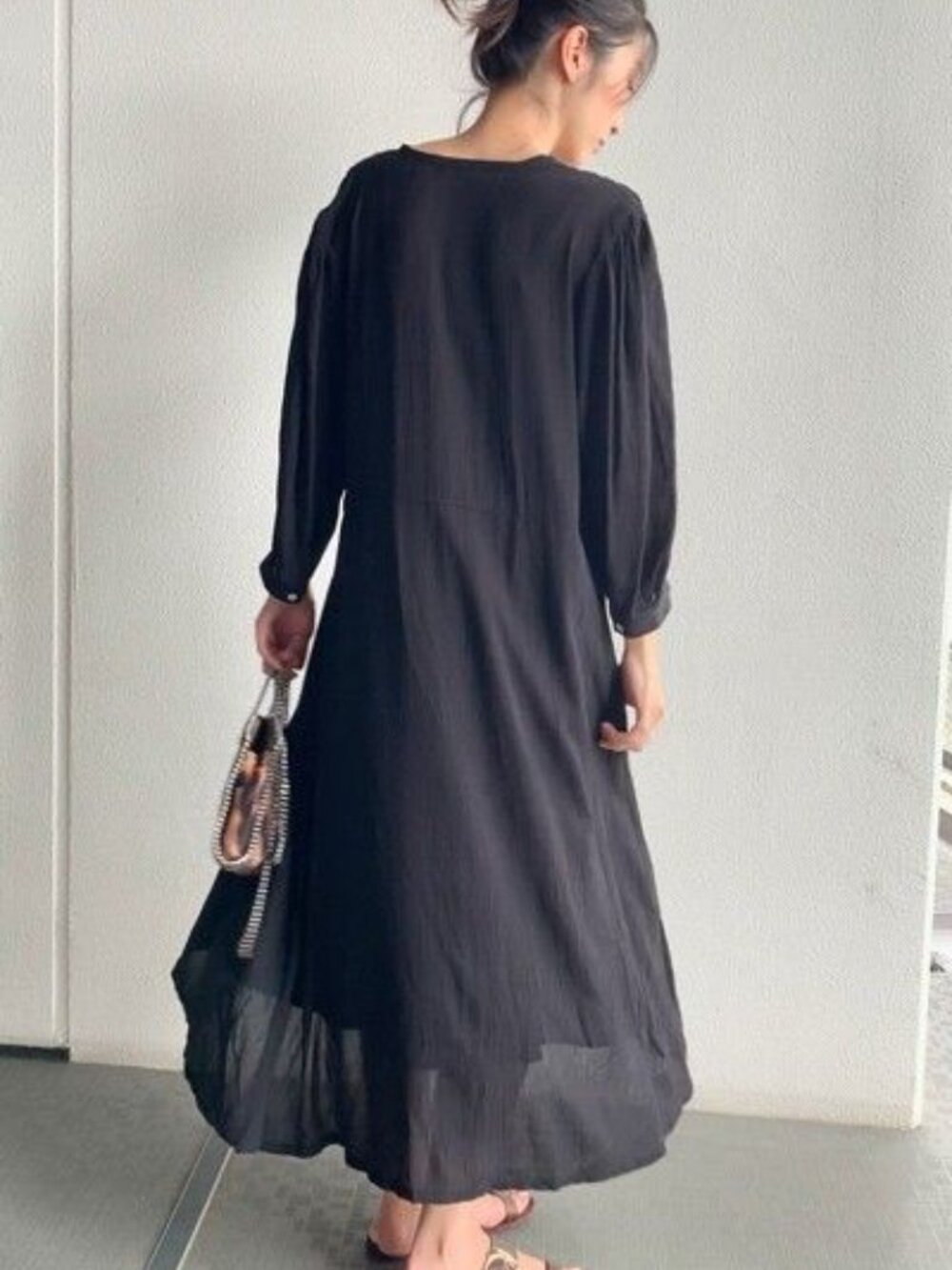 Uniqlo - Lemaire U Bow Tie 3/4 Sleeve Dress 291-430967(03-16) | Small | Navy
